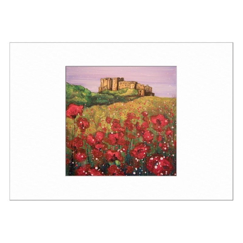 Bamburgh Castle Poppies Limited Edition Print with Mount